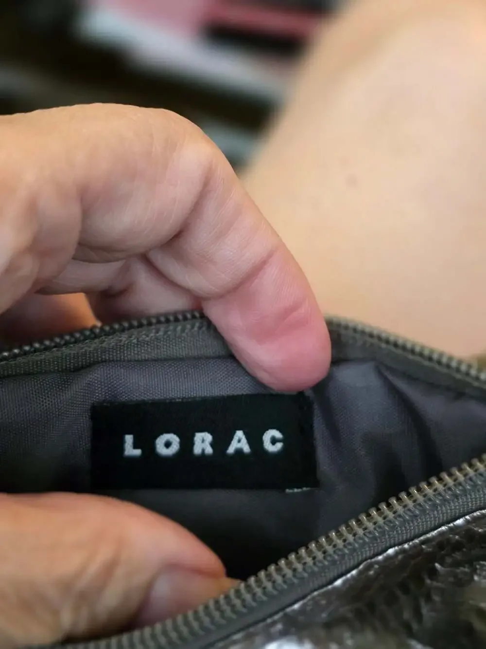 LORAC Metallic Silver Snake-Embossed Wristlet Clutch with Chain Handle